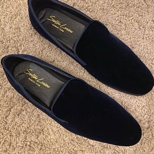 Men's Dark Blue Velvet Loafers